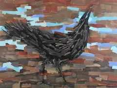 Leonard Maurer, Crow, Mixed media on board