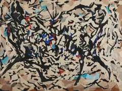 Leonard Maurer, Dying Bull, Mixed media on board