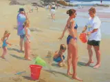 Susan Diehl, Family Outing, Oil on board