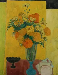 Frederick Arthur Jessup, Vase of Daisies and Chrysanthemums, Oil on canvas