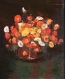 Rose-Marie de Bruyne, Still Life with Vase of Poppies, Oil on canvas