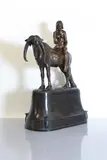 Hermann Haase-Ilsenburg, Hermann Haase-Ilsenburg (German, 1879, a patinated bronze group of a young girl seated on the back of a long-horned cow
