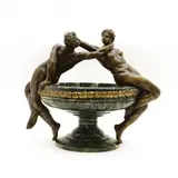 Georges van de Voorde, Untitled, mounted with a pair of gilt-bronze lovers seated on the rim
