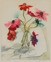 Richard Bawden, Untitled, Richard Bawden RWS NEAC RE (b.1936) Anemones aquatint in colours