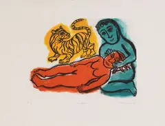 Eileen Cooper, Untitled, Eileen Cooper RA (b.1953) 'The Healer' etching and aquatint in colours