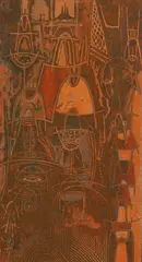 Untitled by Corrado Cagli, mixed media on paper laid down on board 89 x 49cm, sold Jul 2023