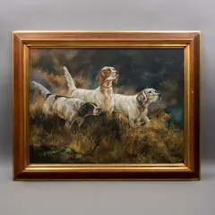 Perros de caza by Firma No Identificada, Óleo sobre tela, offered Jun 2022