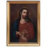Sagrado Corazón de Jesús, SIGLO XIX, Óleo sobre tela
