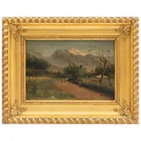 Townley Benson, PAISAJE CON MONTAÑA, 1894, Óleo sobre tela