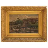 Townley Benson, PAISAJE CON LAVANDERAS, 1894, Óleo sobre tela