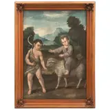 MÉXICO, SIGLO XIX by San Juan Bautista y Jesús Niños, Óleo sobre tela, offered May 2022