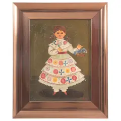 Niña con canasta by Agapito Labios, Óleo sobre tela, offered May 2022
