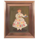 Agapito Labios, Niña con canasta, Óleo sobre tela