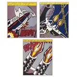 Roy Lichtenstein, As l opened fire, 1966, Serigrafías sin número de tiraje, tríptico. Tiraje de 3000