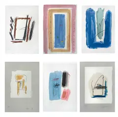 Sin títulos, de la serie Espacio y Luz I, II, III, V, VII y VIII by Albert Ràfols-Casamada, Serigrafías 45 / 75, 46 / 75, B. T. 2 / 5, 52 / 75, 52 / 75 y 19 / 75, offered May 2022