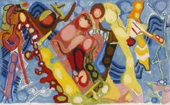 Max Ackermann, Begegnung am Strand, 1930, Öl auf Malkarton