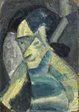 Ida Kerkovius, "Abstrakter Kopf, grau-blau-gelb"