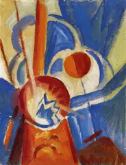 Albert Mueller, Komposition, Um 1919, Öl auf Karton