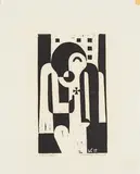 Erich Müller-Kraus, Nie wieder, 1933, Holschnitt auf Japan