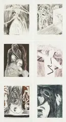Ex-Giganti All'alba by Mimmo Paladino, 1982, Mappe mit 6 Farbaquatintaradierungen auf Hahnemühle (Wasserzeichen), sold Jun 2020