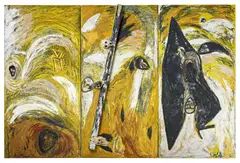 Mimmo Paladino, La balena immalata, 1981, Jeweils: Öl und Mischtechnik auf Leinwand