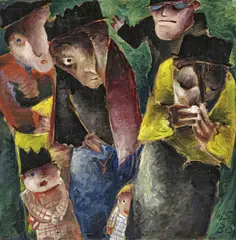 Werner Scholz, Trauernde (Les affligés), 1930, Öl auf Karton