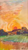 Nicolas Tarkhov, Soleil levant embrasant le ciel, Gouache auf Papier