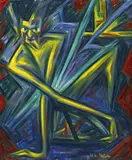 Hans Siebert von Heister, Ekstatische Figur (Männliche Gestalt mit gekreuzten Armen), 1919/20, Öl auf Leinwand