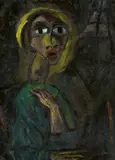 Otto Gleichmann, Sitzende Frau vor einem Fenster, 1918, Öl auf Leinwand