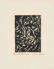Adolf de Haer, Um mich Streitende, 1921, Holzschnitt auf Velin
