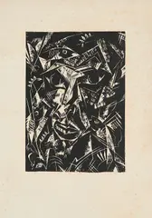 Adolf de Haer, Mit Fischen redend, 1920, Holzschnitt auf Velin
