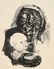 Alter Mann mit Kind by Otto Dix, 1960, Lithografie auf Velin, sold Jun 2020