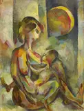 Curt Ehrhardt, "Mutterschaft", 1921, Öl auf Karton