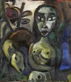 Otto Gleichmann, "Hirtin", 1918, Öl auf Leinwand