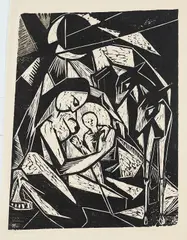 Madonna mit Kind by Gotthard Graubner, 1952, Holzschnitt auf Japan, sold Jun 2020