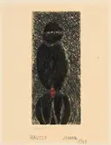 Johann Hauser, Ohne Titel, 1968, Farbige Wachskreide über Radierung auf Velin