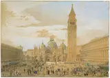 Italienischer Meister, Der Markusplatz in Venedig, Aquarell auf Papier