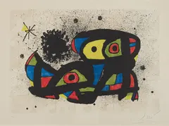 Vol espacial by Joan Miró, 1979, Farblithografie auf ARCHES (Wasserzeichen), sold Jan 2020