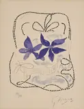 Georges Braque, Les deux iris bleues, 1963, Farblithografie auf Arches (Wasserzeichen)