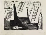 Lyonel Feininger, "Stadtkirche", 1926, Holzschnitt auf Japan