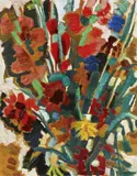 Werner Scholz, Sommerstrauß, Öl auf Hartfaserplatte