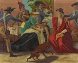 Stephen McKenna, Die Ermordung des Marat, 1969/71, Öl und Acryl auf Leinwand