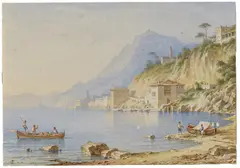 Carl Morgenstern, Ansicht von Villafranca bei Nizza, Aquarell auf Papier
