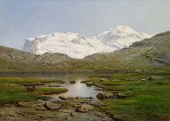 Leberecht Lortet, Der Riffelsee oberhalb von Zermatt, Öl auf Leinwand