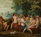 Niederländische Schule, Göttermahl bei der Hochzeit von Peleus und Thetis, Öl auf Kupfer