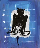 Walter Dahn, Ohne Titel, 1987, Collagierte Mischtechnik auf Nessel