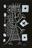Jacqueline (La Femme aux Des) by Pablo Picasso, 1958, Lithografie auf schwarzem Velin, sold Jun 2020