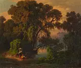 Johann Jakob Frey, Am Nemisee, Öl auf Leinwand