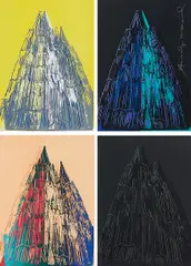 Andy Warhol, Cologne Cathedral (Karten), 1985, Vier Farbserigrafien auf leichtem Karton