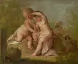 Johan Hendrik Keller, Spielende Putten, Öl auf Leinwand